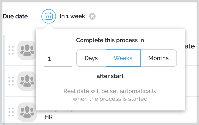 Due date edit option on template editing screen