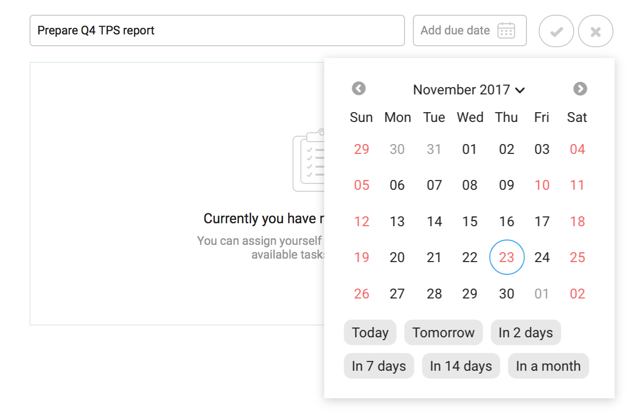 Date picker with holidays marked in red